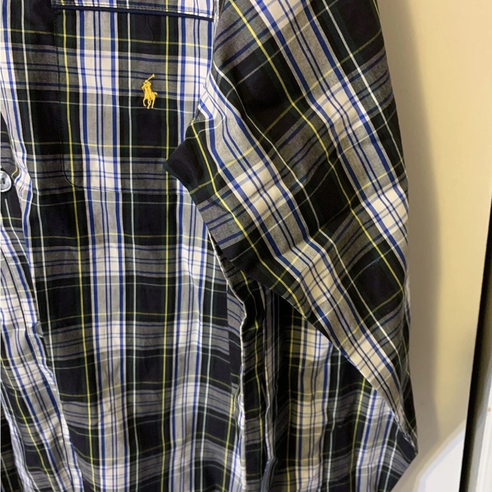 Polo by Ralph Lauren Men's Sz L Navy and White Plaid‎ Shirt sleepwear pajama top - Picture 4 of 5